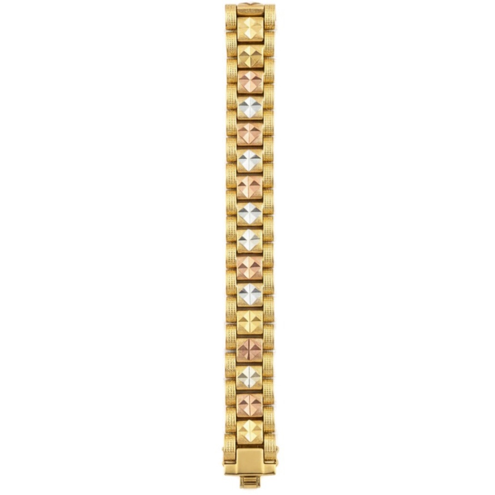 Tri Tone Watchband Style Geometric Diamond Cut 18k Gold Filled NWOT Stackable - Picture 3 of 9